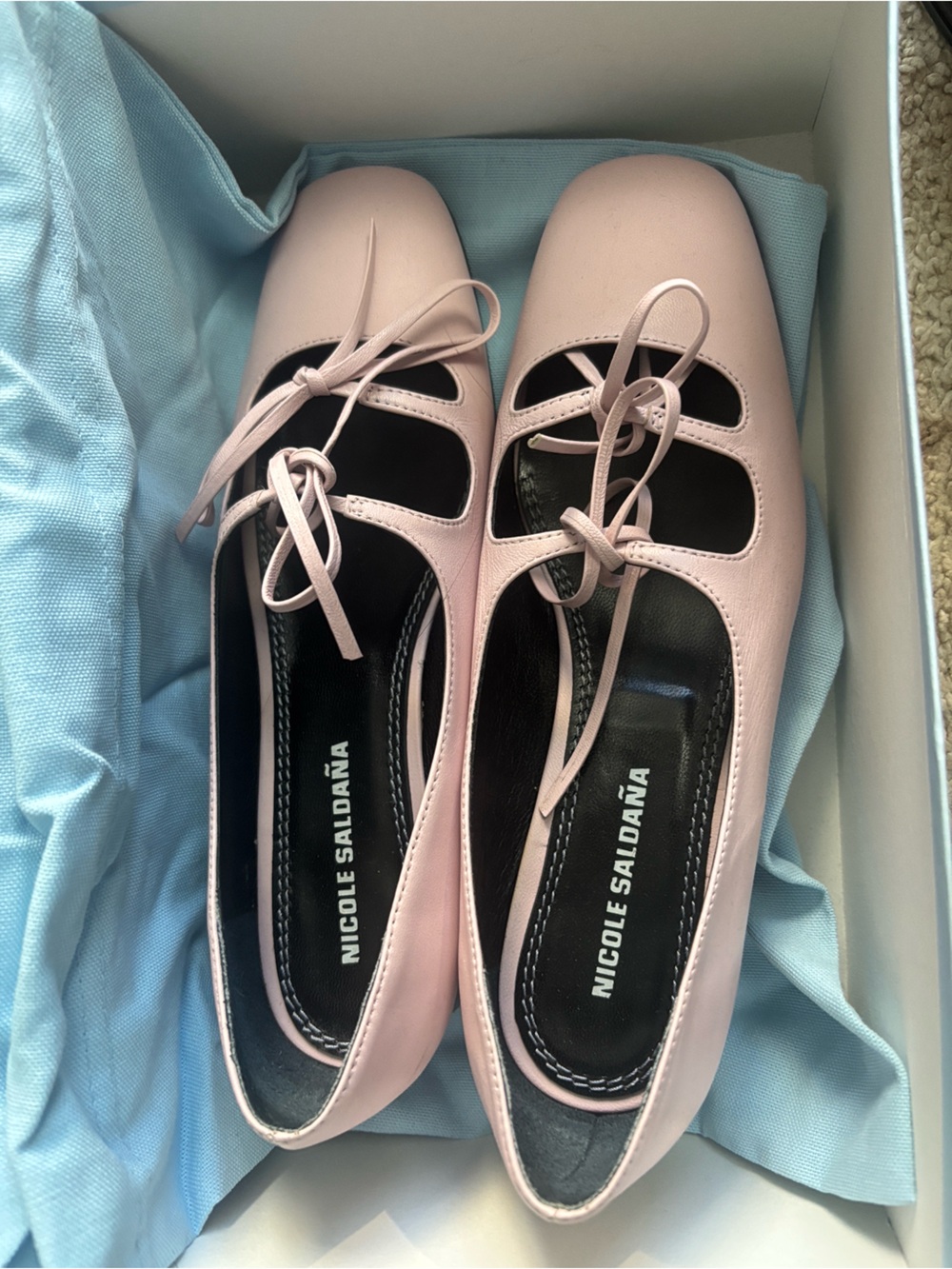 Nicole Saldana Womens Pink Ballet Tie-Front Flats